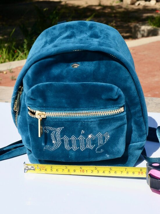 juicy couture velvet mini backpack Amazon.com | Purse for Women, Velour Logo Backpack with Front Zip Pocket, Top Handle & Adjustable Straps (Dove Grey) Juicy Couture Teal Velvet Mini